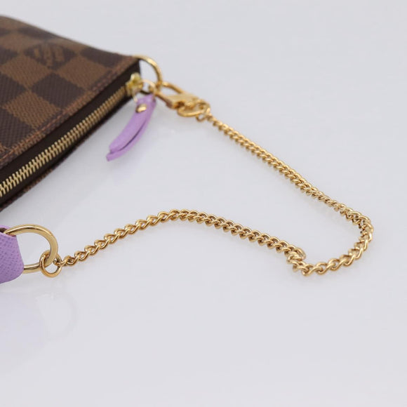 LOUIS VUITTON Damier Ebene Mini Pochette Accessoires Pouch N63003 Auth BA15324M