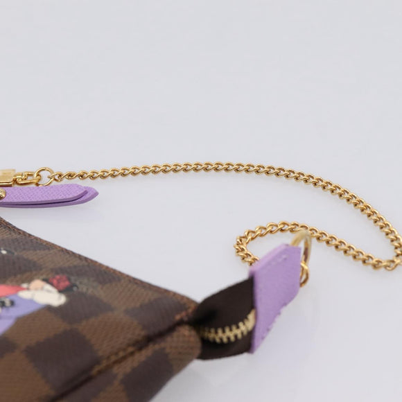 LOUIS VUITTON Damier Ebene Mini Pochette Accessoires Pouch N63003 Auth BA15324M