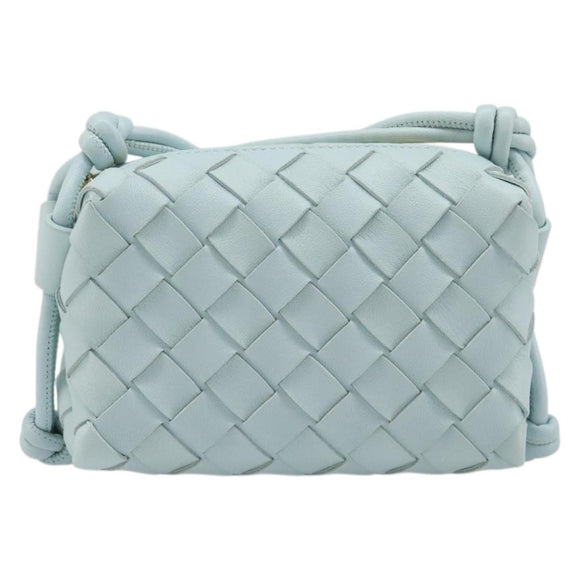 BOTTEGA VENETA INTRECCIATO Candy Loop Camera Bag Leather Blue Auth BA15327V