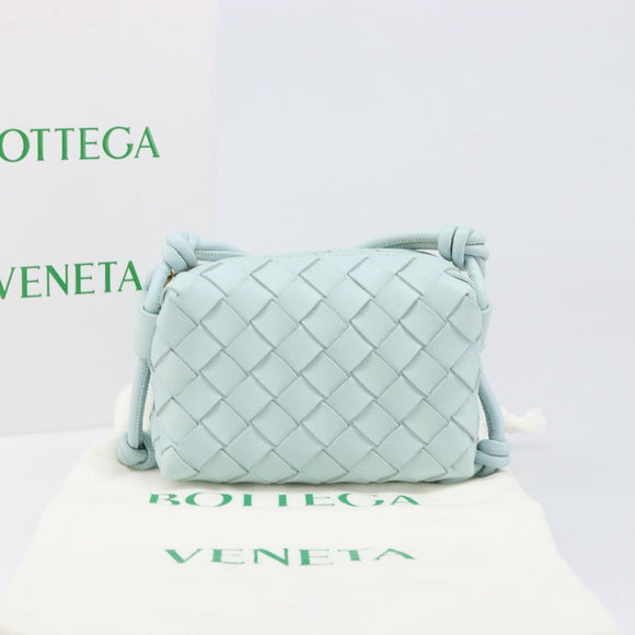 BOTTEGA VENETA INTRECCIATO Candy Loop Camera Bag Leather Blue Auth BA15327V