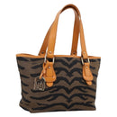 FENDI Hand Bag Canvas Brown Gold Tone 8BH117 Auth BA15328-1