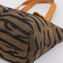 FENDI Hand Bag Canvas Brown Gold Tone 8BH117 Auth BA15328-10