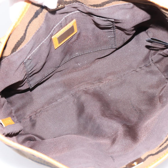 FENDI Hand Bag Canvas Brown Gold Tone 8BH117 Auth BA15328