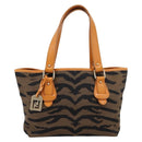 FENDI Hand Bag Canvas Brown Gold Tone 8BH117 Auth BA15328-2