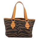 FENDI Hand Bag Canvas Brown Gold Tone 8BH117 Auth BA15328-3