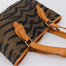 FENDI Hand Bag Canvas Brown Gold Tone 8BH117 Auth BA15328-6