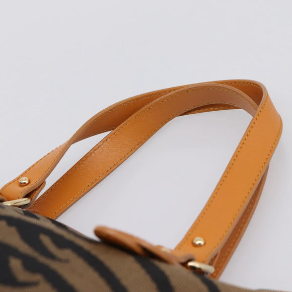 FENDI Hand Bag Canvas Brown Gold Tone 8BH117 Auth BA15328