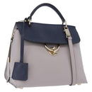Salvatore Ferragamo Jet Set Hand Bag Leather 2way Gray Gold Tone Auth BA15329A-1