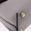Salvatore Ferragamo Jet Set Hand Bag Leather 2way Gray Gold Tone Auth BA15329A-9