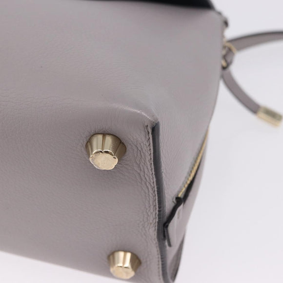 Salvatore Ferragamo Jet Set Hand Bag Leather 2way Gray Gold Tone Auth BA15329A
