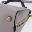 Salvatore Ferragamo Jet Set Hand Bag Leather 2way Gray Gold Tone Auth BA15329A-18