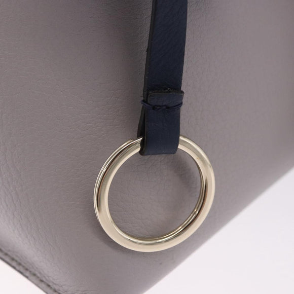 Salvatore Ferragamo Jet Set Hand Bag Leather 2way Gray Gold Tone Auth BA15329A