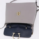 Salvatore Ferragamo Jet Set Hand Bag Leather 2way Gray Gold Tone Auth BA15329A-22