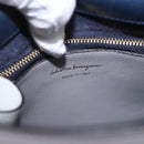 Salvatore Ferragamo Jet Set Hand Bag Leather 2way Gray Gold Tone Auth BA15329A-23