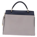 Salvatore Ferragamo Jet Set Hand Bag Leather 2way Gray Gold Tone Auth BA15329A-2
