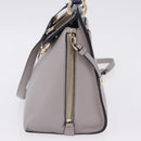 Salvatore Ferragamo Jet Set Hand Bag Leather 2way Gray Gold Tone Auth BA15329A-3