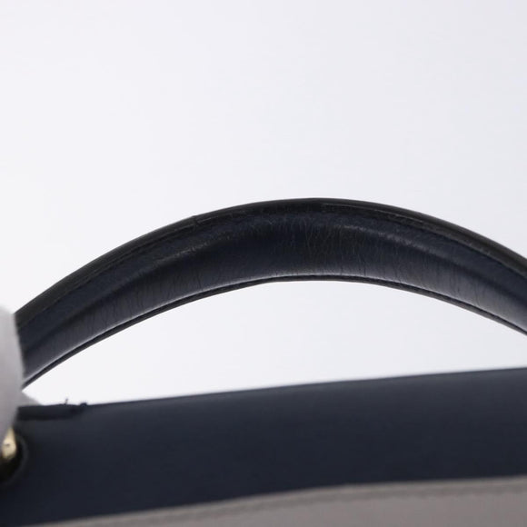 Salvatore Ferragamo Jet Set Hand Bag Leather 2way Gray Gold Tone Auth BA15329A