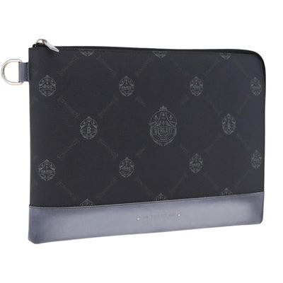Berluti Clutch Bag Leather Black Silver Auth BA15332A