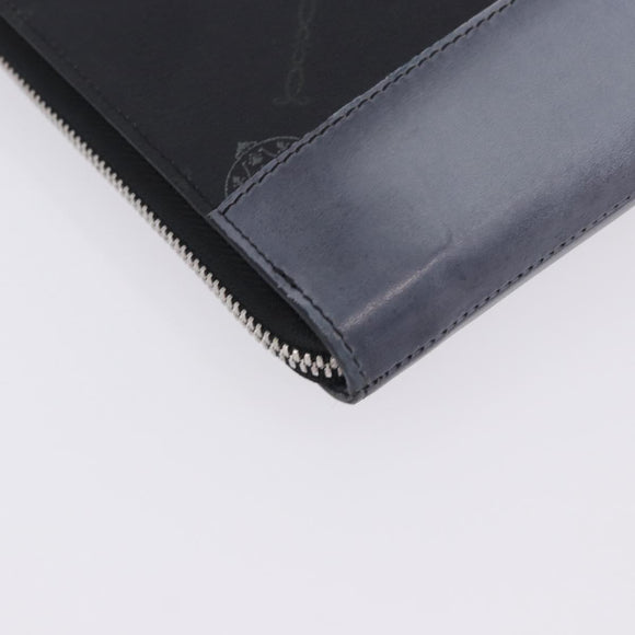 Berluti Clutch Bag Leather Black Silver Auth BA15332A