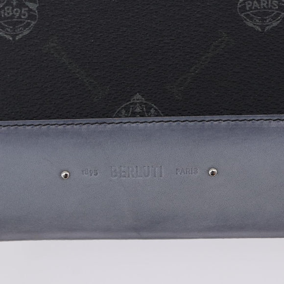 Berluti Clutch Bag Leather Black Silver Auth BA15332A