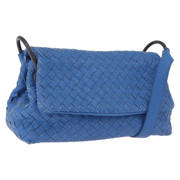 BOTTEGA VENETA INTRECCIATO Shoulder Bag Leather Blue Auth BA15333V