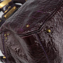 Chloe Paddington Hand Bag Patent 2way Purple Gold Tone Auth BA15334A-13