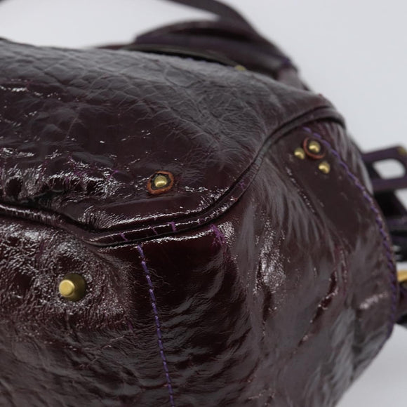 Chloe Paddington Hand Bag Patent 2way Purple Gold Tone Auth BA15334A