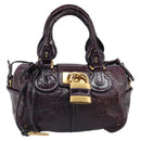 Chloe Paddington Hand Bag Patent 2way Purple Gold Tone Auth BA15334A-2