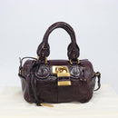 Chloe Paddington Hand Bag Patent 2way Purple Gold Tone Auth BA15334A-27