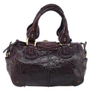 Chloe Paddington Hand Bag Patent 2way Purple Gold Tone Auth BA15334A-3
