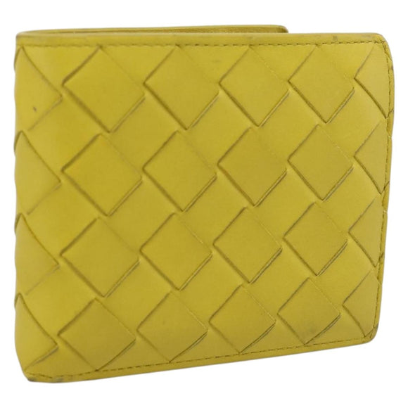 BOTTEGA VENETA INTRECCIATO Bifold Wallet Leather Yellow Auth BA15335