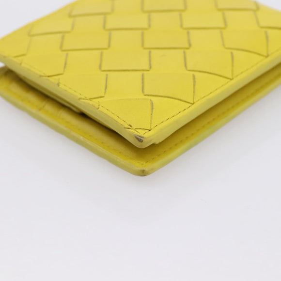 BOTTEGA VENETA INTRECCIATO Bifold Wallet Leather Yellow Auth BA15335