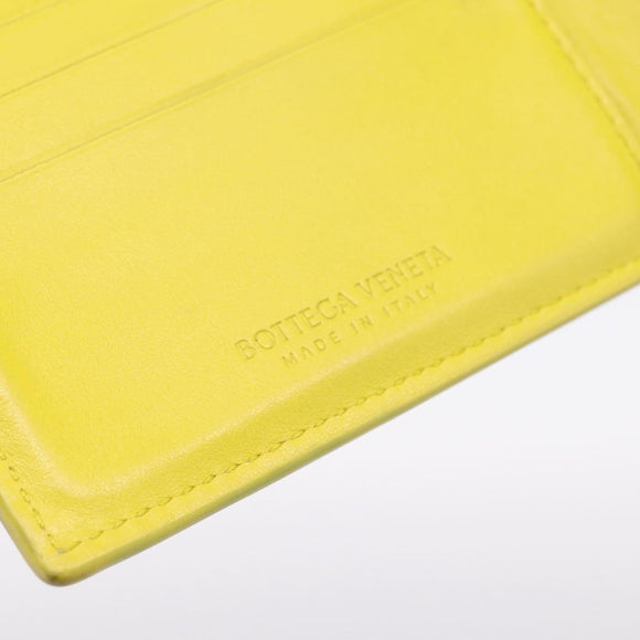 BOTTEGA VENETA INTRECCIATO Bifold Wallet Leather Yellow Auth BA15335