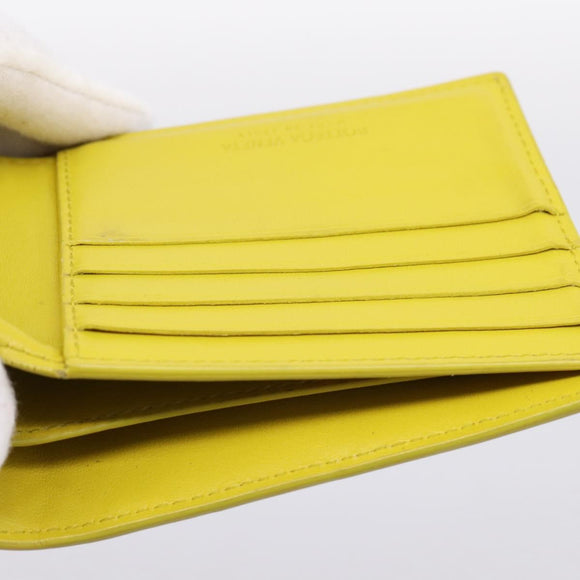 BOTTEGA VENETA INTRECCIATO Bifold Wallet Leather Yellow Auth BA15335