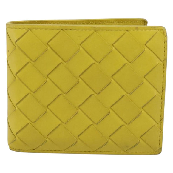 BOTTEGA VENETA INTRECCIATO Bifold Wallet Leather Yellow Auth BA15335