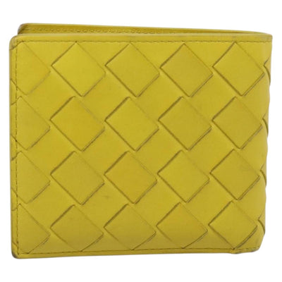 BOTTEGA VENETA INTRECCIATO Bifold Wallet Leather Yellow Auth BA15335 - 0