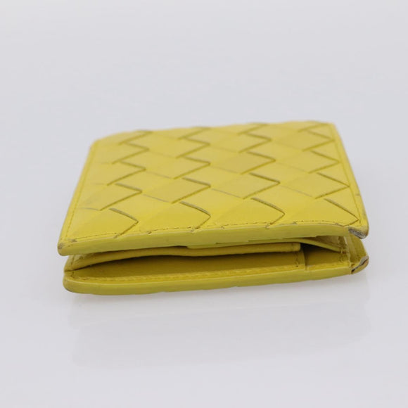 BOTTEGA VENETA INTRECCIATO Bifold Wallet Leather Yellow Auth BA15335