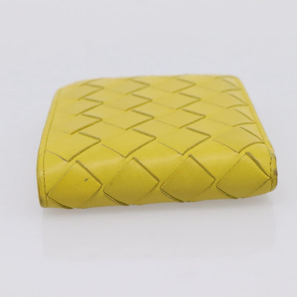 BOTTEGA VENETA INTRECCIATO Bifold Wallet Leather Yellow Auth BA15335