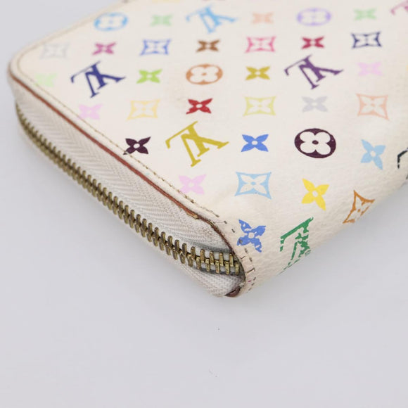 LOUIS VUITTON Monogram Multicolor Zippy Wallet White M60241 LV Auth BA15336
