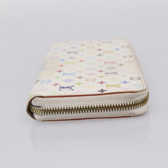 LOUIS VUITTON Monogram Multicolor Zippy Wallet White M60241 LV Auth BA15336