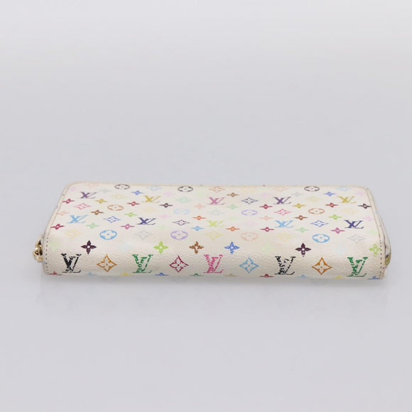 LOUIS VUITTON Monogram Multicolor Zippy Wallet White M60241 LV Auth BA15336