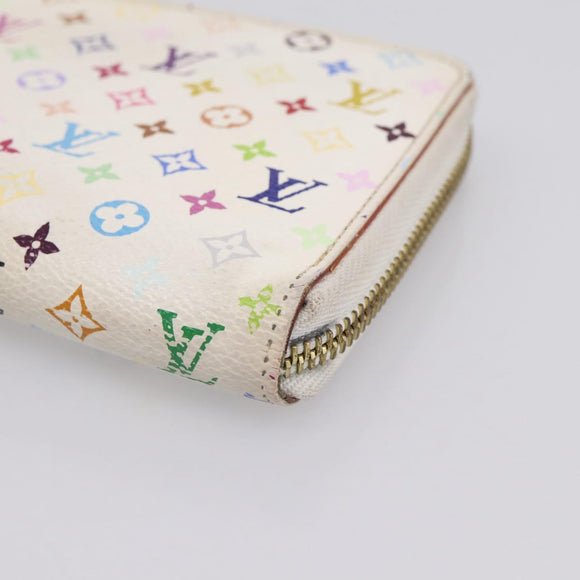 LOUIS VUITTON Monogram Multicolor Zippy Wallet White M60241 LV Auth BA15336