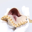 Stella MacCartney Falabella Coin Purse Suede Beige Gold Tone Auth BA15341-14