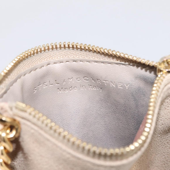 Stella MacCartney Falabella Coin Purse Suede Beige Gold Tone Auth BA15341