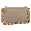 Stella MacCartney Falabella Coin Purse Suede Beige Gold Tone Auth BA15341-2