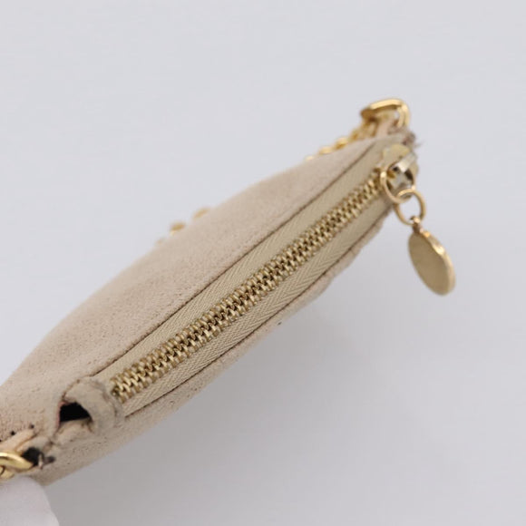 Stella MacCartney Falabella Coin Purse Suede Beige Gold Tone Auth BA15341
