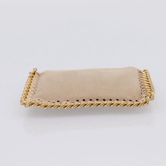 Stella MacCartney Falabella Coin Purse Suede Beige Gold Tone Auth BA15341