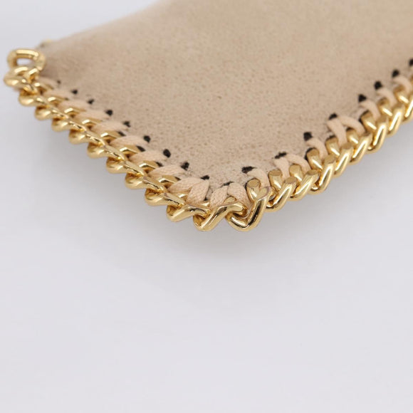 Stella MacCartney Falabella Coin Purse Suede Beige Gold Tone Auth BA15341
