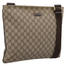 GUCCI GG Supreme Shoulder Bag PVC Leather Beige Gold Tone 201446 Auth BA15344-1