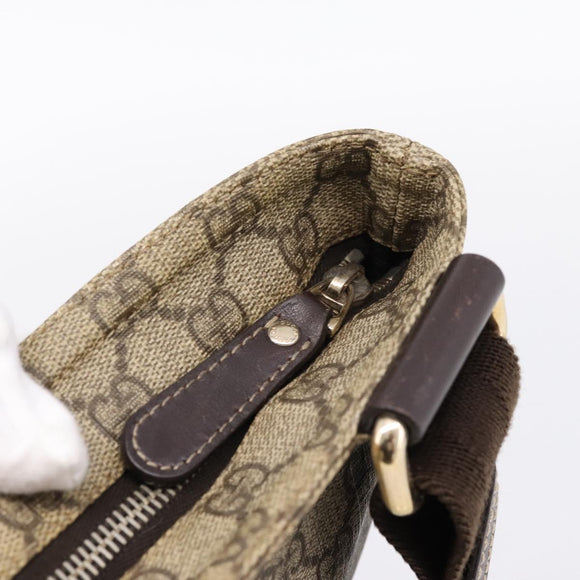 GUCCI GG Supreme Shoulder Bag PVC Leather Beige Gold Tone 201446 Auth BA15344